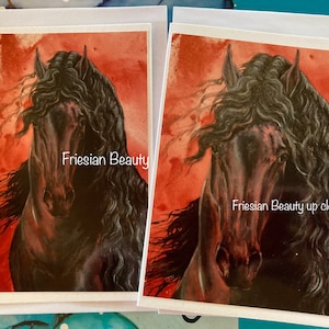FRIESIAN BEAUTY - 2er Pack Blanko Friesische Pferdekarten mit weißen Umschlägen