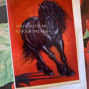 YOU Called Me To YOUR DREAMS - Blanko Grusskarte Friesen Pferd mit weißem Umschlag 10,5 x 15cm