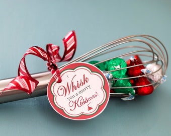 Printable I Whisk You a Merry Kissmas tag | Teacher gift tag | neighbor gift | Christmas gift | Cheap holiday gift | last-minute gift