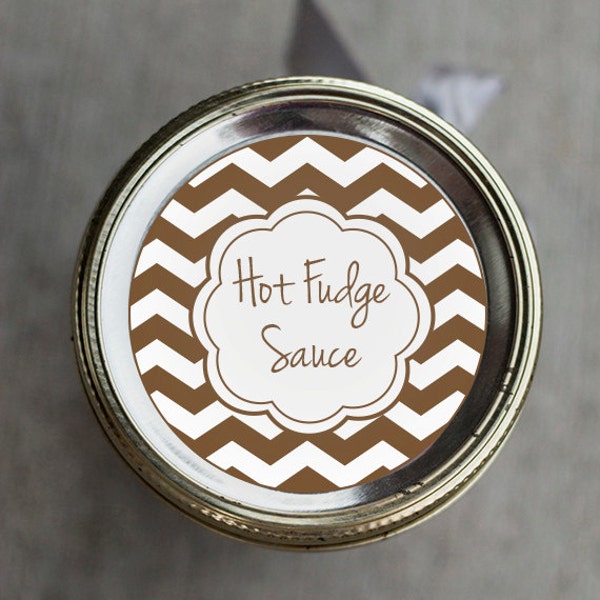 Printable Hot Fudge Sauce mason jar label | Chevron chocolate jar label | sticker | gift tag