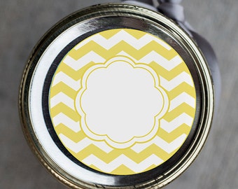 Printable editable chevron label | Customizable yellow chevron mason jar label | Customizable gift tag | Editable round yellow Avery labels