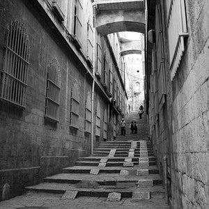 Printable travel photography | black and white home decor artwork | architecture photo | Via Dolorosa Jerusalem picture | Instant download