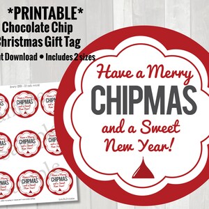 Printable Chocolate Chip Christmas Gift Tag | Teacher Gift Tag | Merry ...