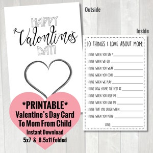 Tarjeta del Día de San Valentín para mamá / Tarjeta imprimible del Día de San Valentín del niño pequeño / Regalo del Día de San Valentín del niño, Tarjeta de San Valentín preescolar para mamá