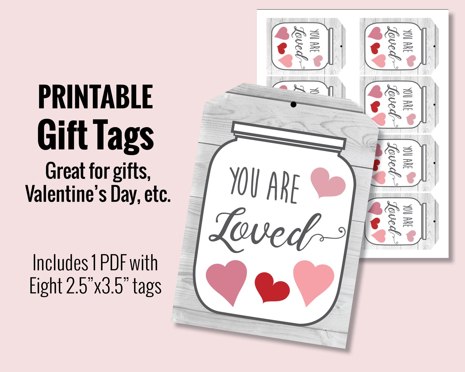 Printable You Are Loved Gift Tags Valentine's Day Gift Etsy
