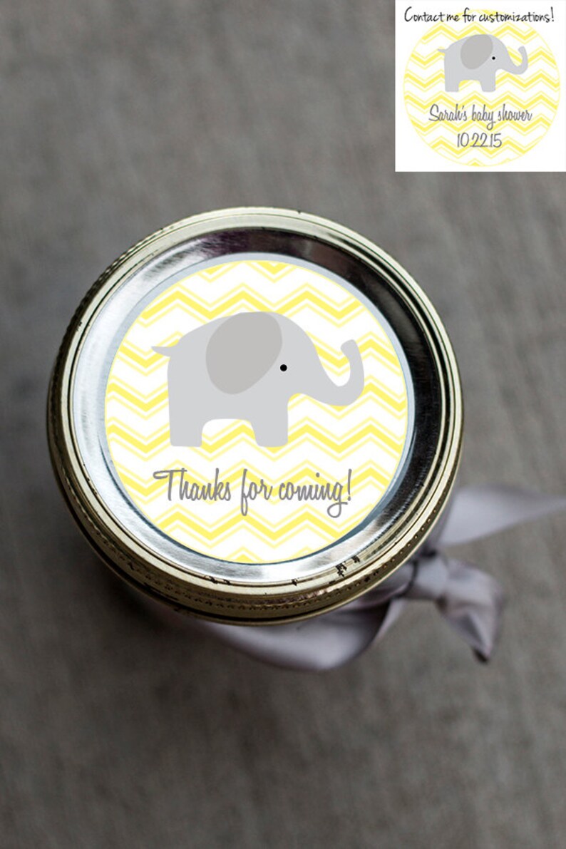 Printable elephant baby shower mason jar label PDF gender Etsy