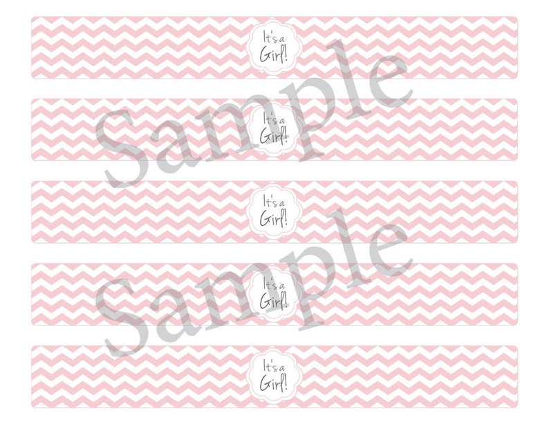 Printable baby shower water bottle label PDF for girl Chevron It/'s a Girl water bottle label Baby shower favor Instant download