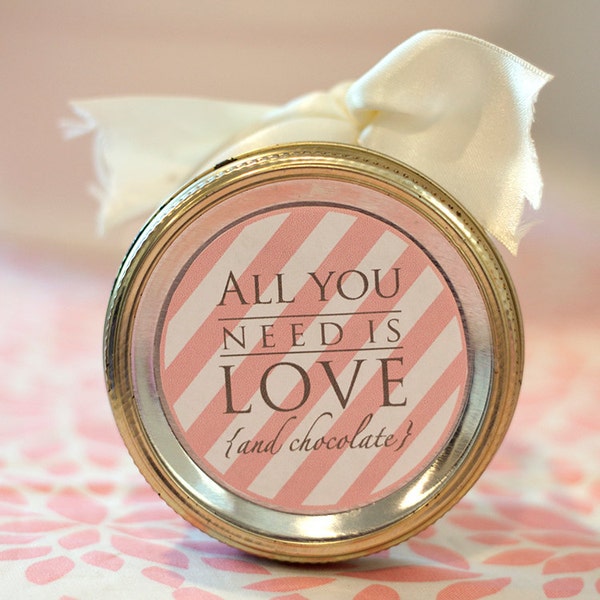 Etichetta stampabile per barattolo di vetro di San Valentino PDF scaricabile istantaneamente / Etichetta bomboniera / Etichetta regalo cioccolato / Regalo damigella d'onore