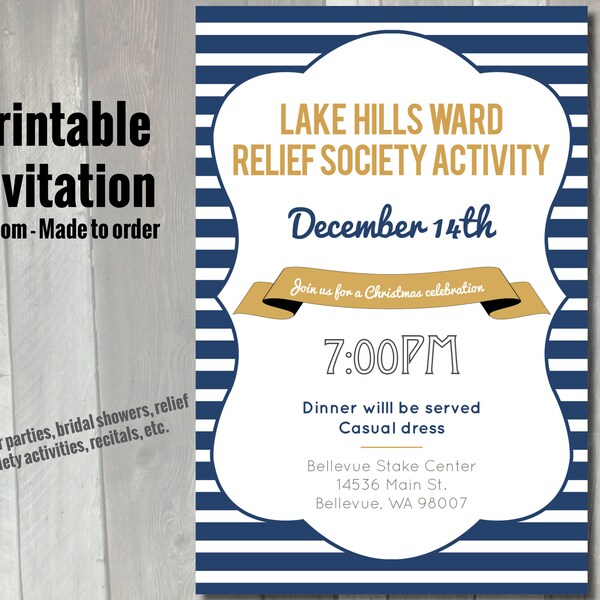 Blue and Gold Banquet Invitation Etsy