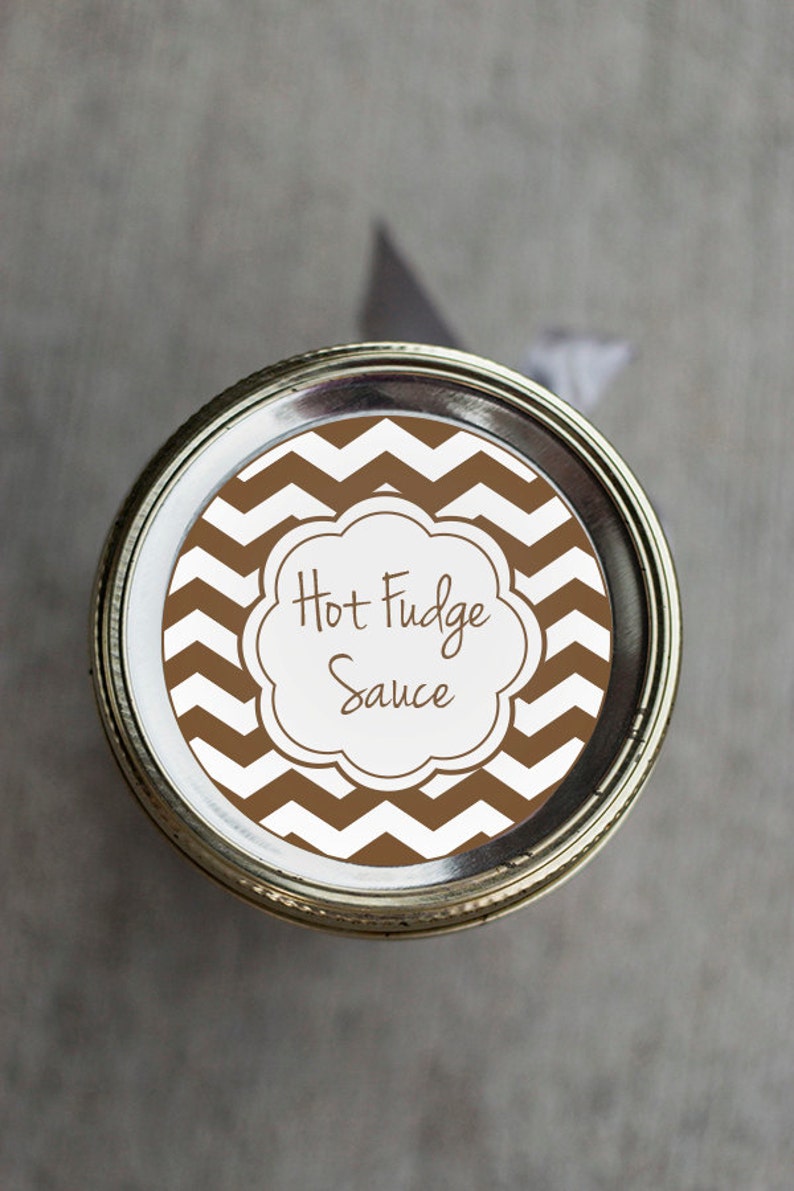 Printable Hot Fudge Sauce Mason Jar Label Chevron Chocolate Etsy