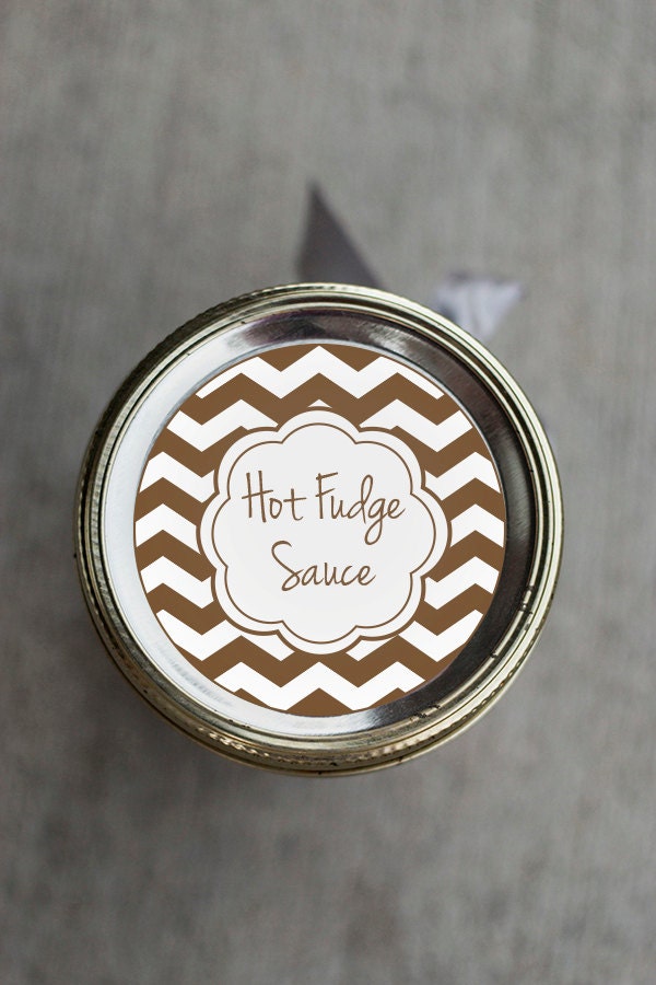 Printable Hot Fudge Sauce Mason Jar Label Chevron Chocolate | Etsy