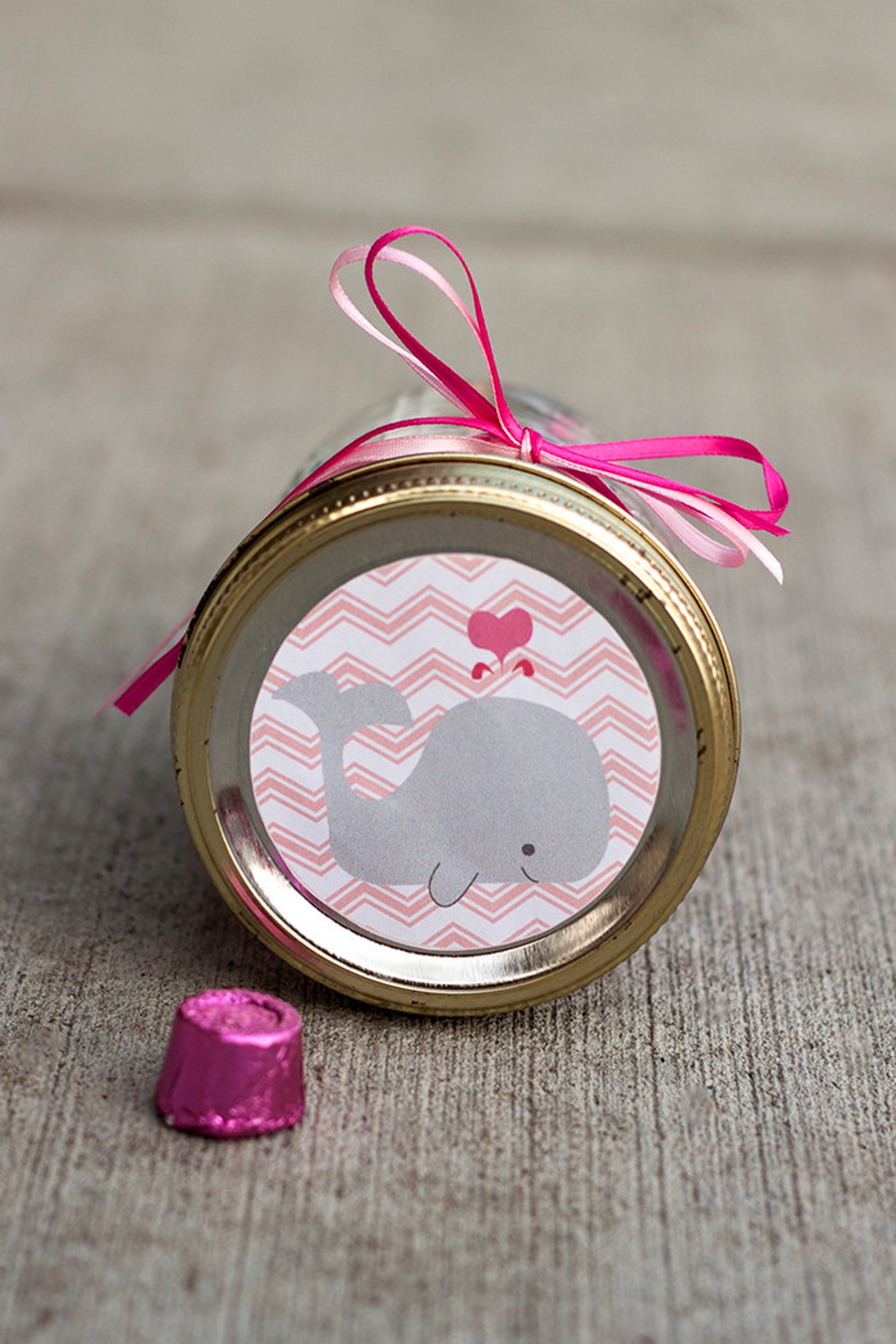Printable Baby Shower Mason Jar Label PDF for Girl Chevron Etsy