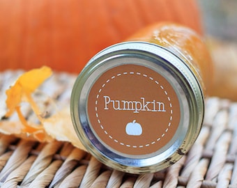 Pumpkin mason jar label (2.5 inch diameter) | Pumpkin canning jar label