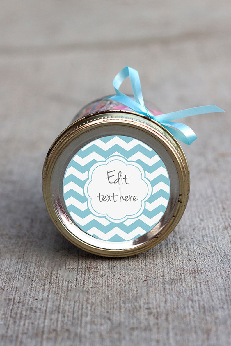 printable editable chevron label blue chevron mason jar etsy