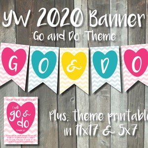 Young Women 2020 Theme Banner | LDS Printable Go and Do Youth 2020 theme | bulletin chalkboard decoration | Children and Youth Theme garland
