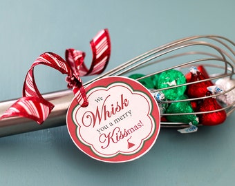 Printable We Whisk You a Merry Kissmas tag | Teacher gift tag | neighbor gift tag | Christmas gift | Last-minute Christmas gift | Cheap gift