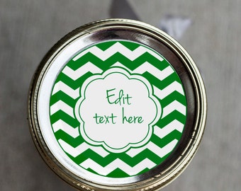 Printable editable green chevron mason jar label | Customizable gift tag | Instant download | Christmas label