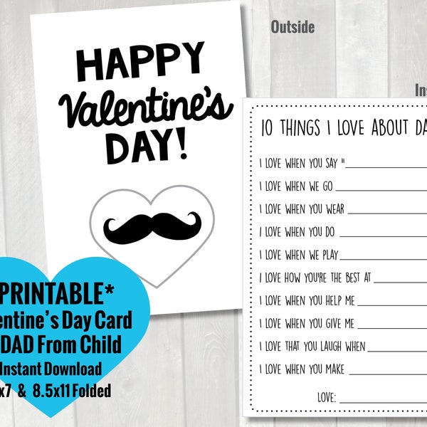 Valentine's Day Card for Dad | Printable Toddler Valentine's Day Card | Dad Valentine's Day Gift from kid, Preschool Valentine Card for Dad