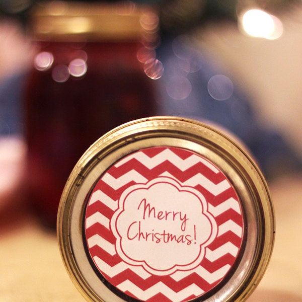 Printable Christmas mason jar label | Chevron canning jar label | Merry Christmas sticker | gift tag | Candle label