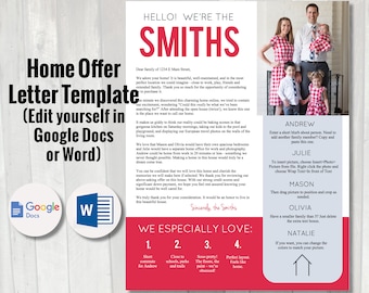 Home offer letter Template | Customizable cover letter for house buying offer | Editable Home offer letter | Letter to seller with picture