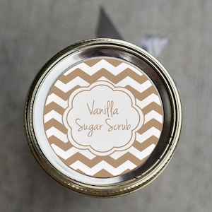 Printable Vanilla Sugar Scrub mason jar label | Chevron jar label | sticker | gift tag | essential oils scrub label