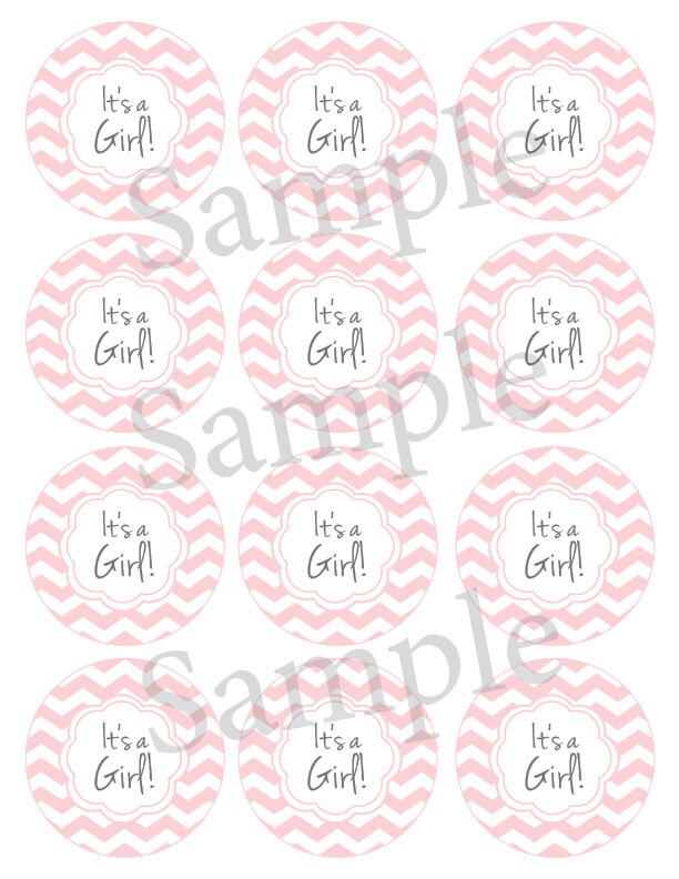 Printable baby shower mason jar label PDF for girl Chevron Etsy