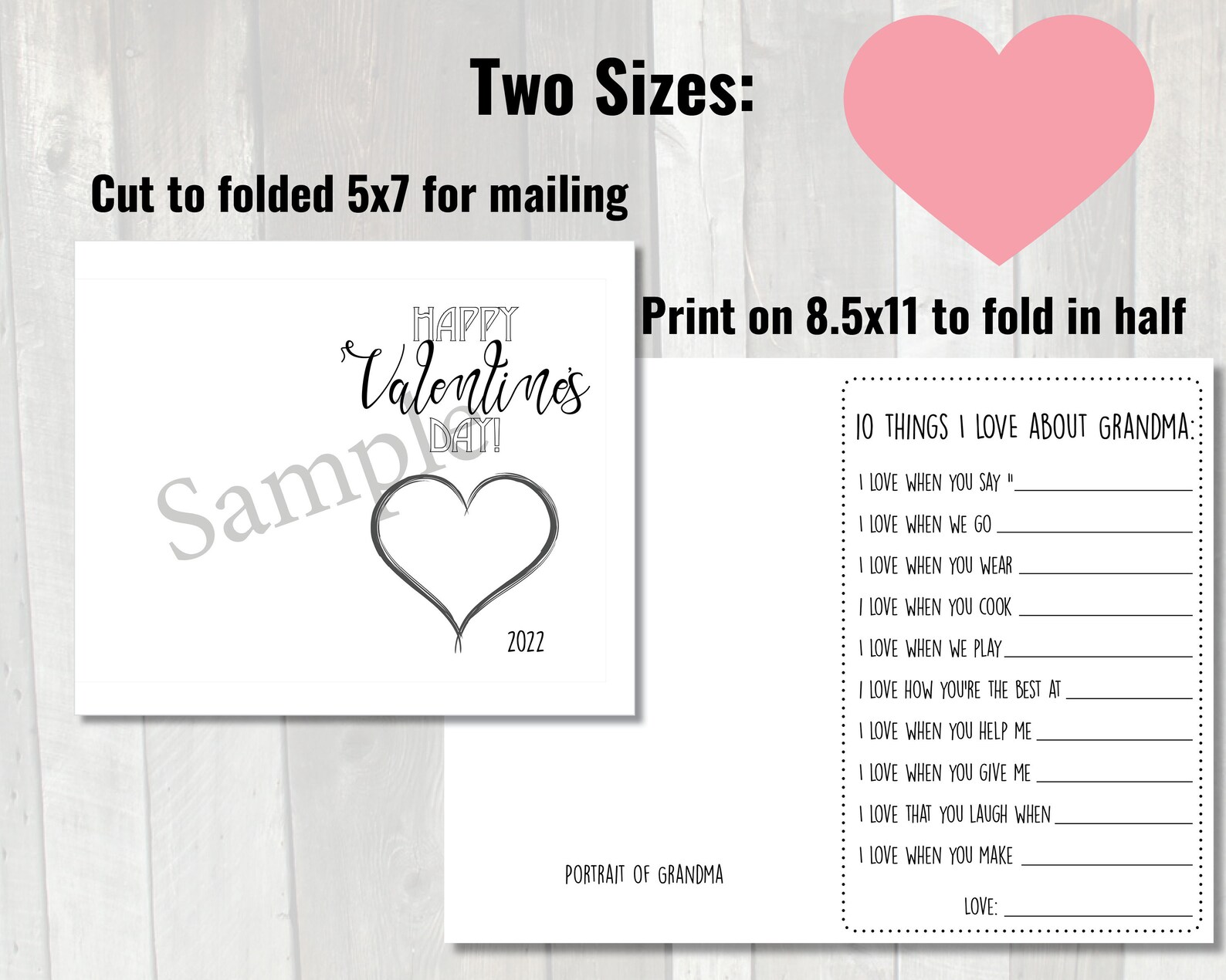 Valentine's Day Card for Grandma Printable Grandma - Etsy
