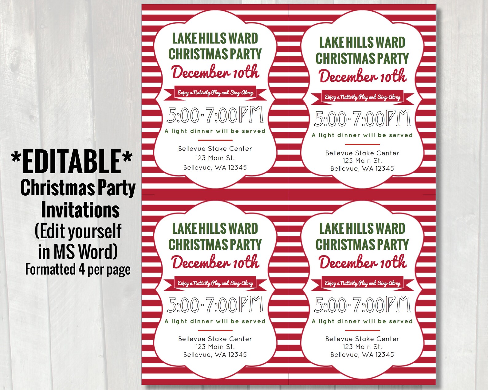 EDITABLE Printable Christmas Party Invitation LDS Ward - Etsy