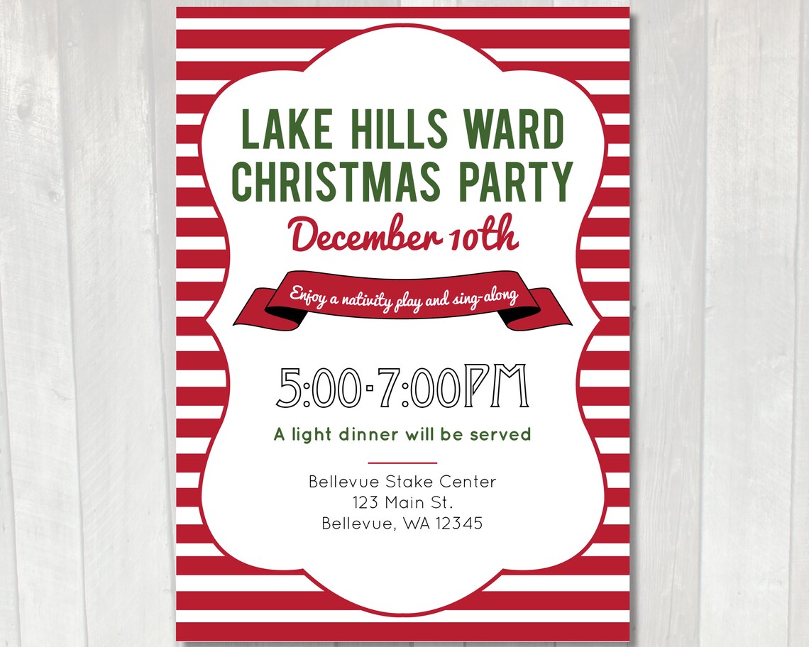Printable Christmas Party Invitation LDS Ward Christmas | Etsy