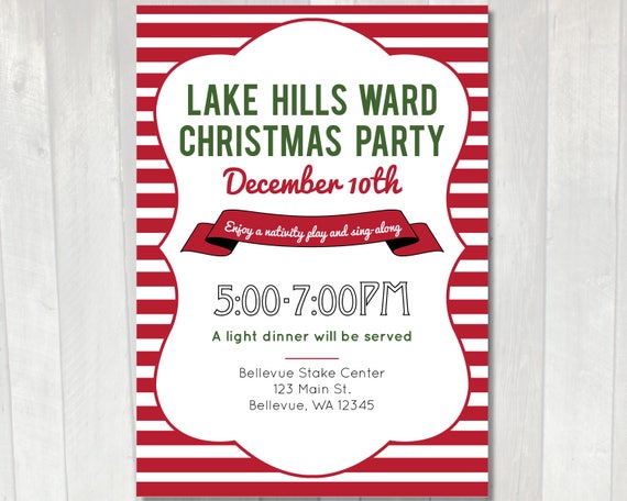 printable christmas party invitation lds ward christmas etsy printable christmas party invitation