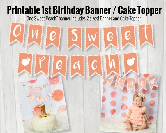 Süßes Pfirsich-Banner Set Für Den 1. Geburtstag – Roségoldenes Glitzerbanner Mit Girlande (Mädchen Babyparty)