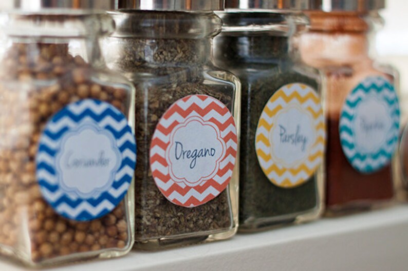 printable pdf chevron spice labels for lids or spice jars etsy