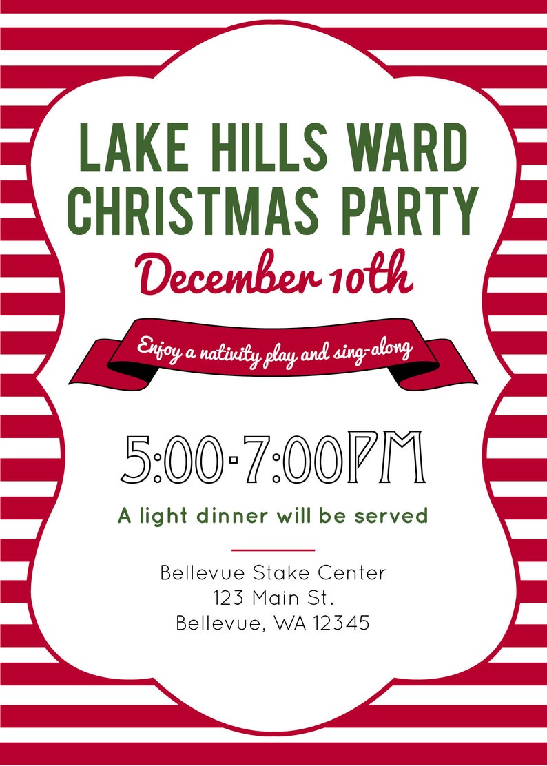 Printable Christmas Party Invitation LDS Ward Christmas | Etsy