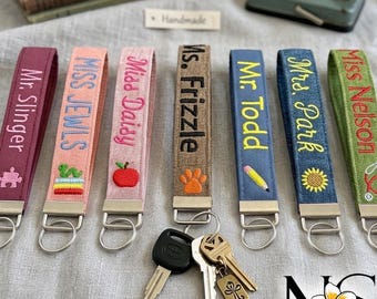 Personalized Key Fob Custom Keychain Wristlet Gift for Teachers Graduation Coworker School