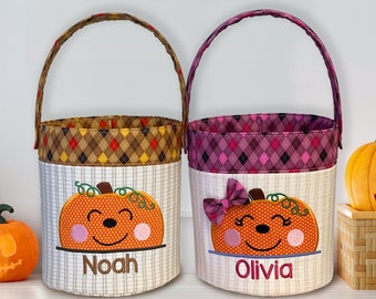 Personalized Halloween Basket, Fabric Halloween Basket, Halloween Tote for boys and for girls