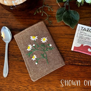 Tea wallet, Chamomile Tea, Tea Holder, Tea Bag Wallet, Travel Tea bags carrier, Linen Cotton Tea Wallet