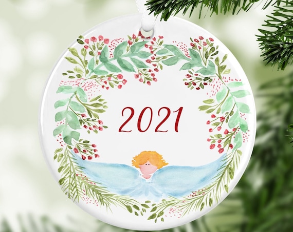 Angel Ornament, Year Ornament, Custom Ornament, Christmas 2021, Christmas Ornament, Family Gift, Year Ornament