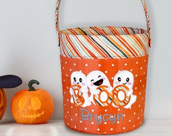Personalized Halloween Basket, Fabric Halloween Basket, Halloween Tote for boys and for girls