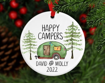 Personalized Camper Ornament, Happy Camper  Ornament, Custom Ornament, Christmas Camper, Christmas Ornament, Family Gift, Year Ornament