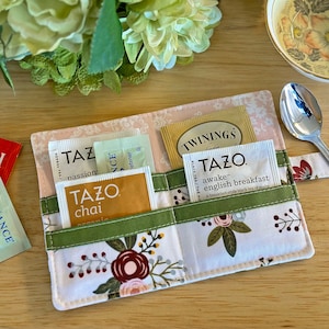 Tea Wallet for On-The-Go Tea Lovers - Floral on White