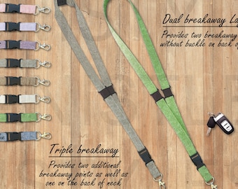 Linen Cotton Break Away Safety Lanyard with Removable Clip Buckle