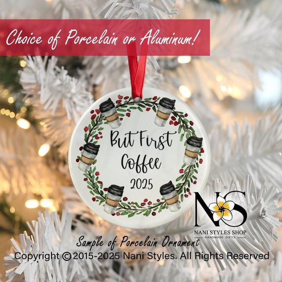 Coffee Lover Christmas Wreath Ornament