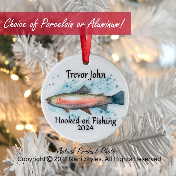 Personalized Rainbow Trout Ornament: Fisherman Gift, Custom Name & Year