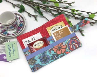 Tea Wallet for On-The-Go Tea Lovers - Periwinkle Floral