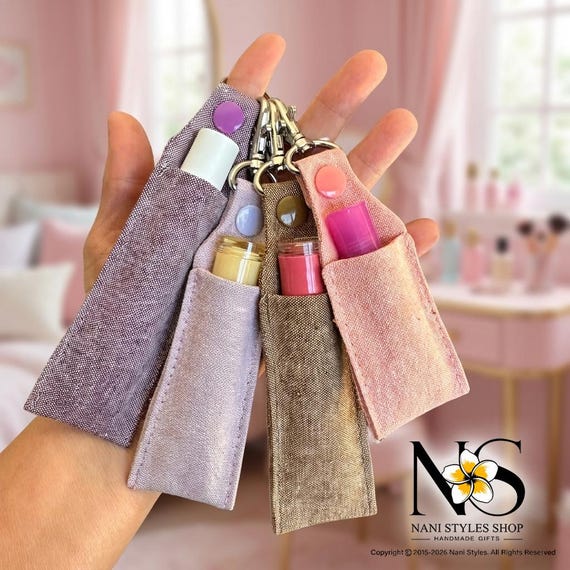 Tube Lip Gloss Holder Keychain | Purse Accessory | Wristlet Charm