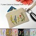 Linen keychain wallet, Wristlet Credit Card Wallet, Coin Pouch, Boho Key Fob Pouch, Wildflowers on Natural Linen Mother's Day Gift 