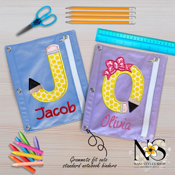 Personalized Pencil Pouch for 3 Ring Binder - Back to School Gift for Kids