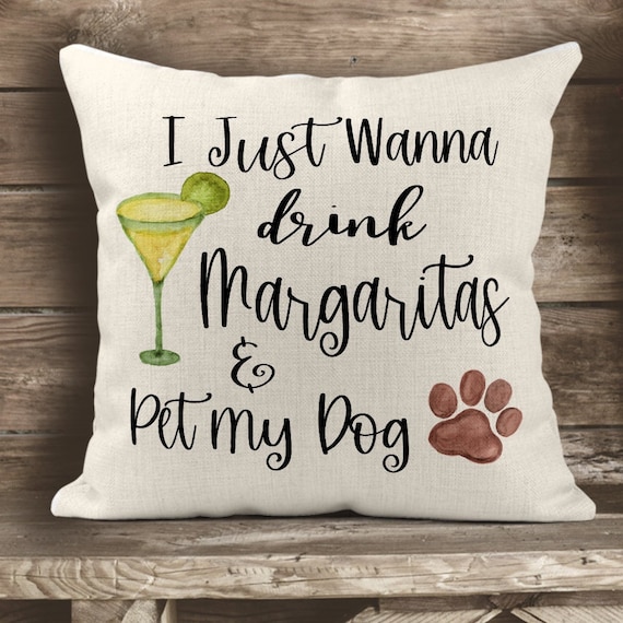 Throw Pillow Cover for Dog and Margarita Lovers - 16x16 Pillow Cover
