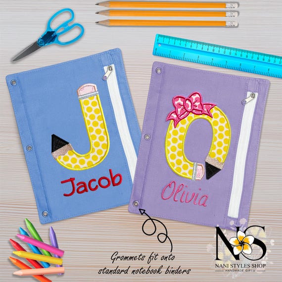 Personalized Pencil Pouch for 3 Ring Binder - Back to School Gift for Kids