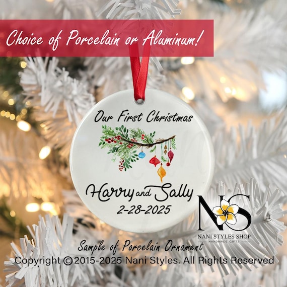 Personalized Ornament First Christmas Married - Baubles on Branch